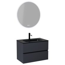HD Aria Antracit 60 komplett fürdőszoba bútor fali mosdószekrénnyel, matt fekete slim mosdóval és tükörrel