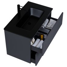 HD Aria Antracit 60 komplett fürdőszoba bútor fali mosdószekrénnyel, matt fekete slim mosdóval és tükörrel