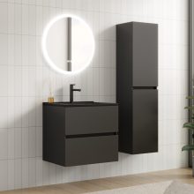 HD Aria Antracit 60 komplett fürdőszoba bútor fali mosdószekrénnyel, matt fekete slim mosdóval és tükörrel