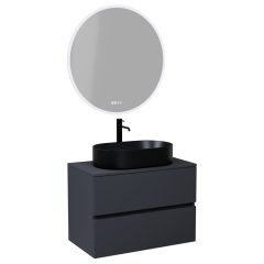   HD Zyra Antracit 60/80/100/120 komplett fürdőszoba bútor fali mosdószekrénnyel, antracit mosdópulttal és tükörrel