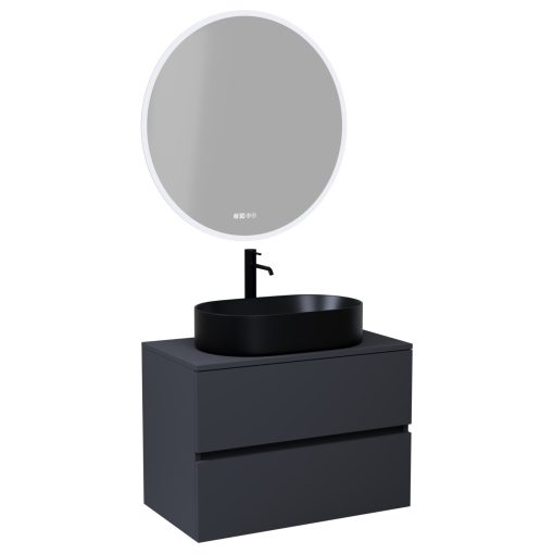 HD Zyra Antracit 60/80/100/120 komplett fürdőszoba bútor fali mosdószekrénnyel, antracit mosdópulttal és tükörrel