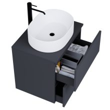 HD Zyra Pro Antracit 60 komplett fürdőszoba bútor szett fali push-to-open mosdószekrénnyel, antracit mosdópulttal, tükörrel és magasszekrénnyel