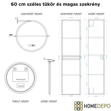 HD Zyra Antracit 60/80/100/120 komplett fürdőszoba bútor szett fali mosdószekrénnyel, antracit mosdópulttal, tükörrel és magasszekrénnyel