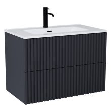 HD Ravello Pro Matt Antracit 60 komplett fürdőszoba bútor szett fali push-to-open mosdószekrénnyel, fényes fehér slim mosdóval, tükörrel és magasszekrénnyel