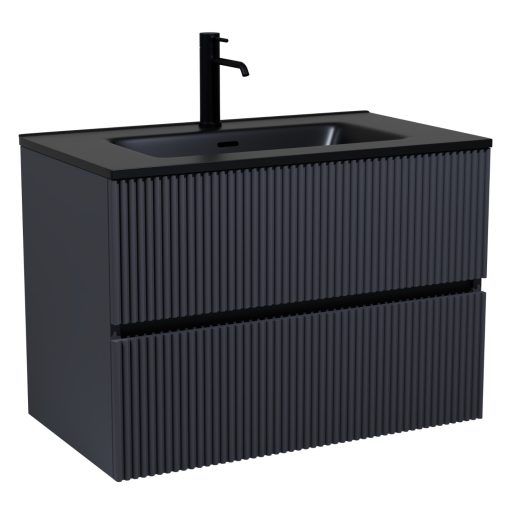 HD Torino Matt Antracit 60 fali mosdószekrény matt fekete slim mosdóval