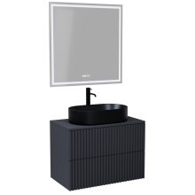 HD Rapallo Pro Matt Antracit 60 komplett fürdőszoba bútor fali push-to-open mosdószekrénnyel, antracit mosdópulttal és tükörrel
