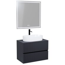 HD Turin Matt Antracit 60/80 komplett fürdőszoba bútor fali mosdószekrénnyel, antracit mosdópulttal és tükörrel