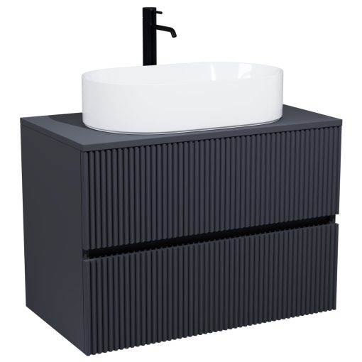 HD Turin Matt Antracit 60/80 komplett fürdőszoba bútor fali mosdószekrénnyel, antracit mosdópulttal és tükörrel