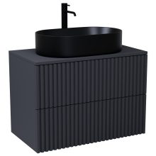 HD Rapallo Pro Matt Antracit 60 komplett fürdőszoba bútor szett fali push-to-open mosdószekrénnyel, antracit mosdópulttal, tükörrel és magasszekrénnyel