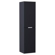 HD Ravello Matt Antracit 60 komplett fürdőszoba bútor szett fali mosdószekrénnyel, matt fehér fogantyúkkal, matt fekete slim mosdóval, tükörrel és magasszekrénnyel