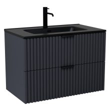 HD Ravello Matt Antracit 60 komplett fürdőszoba bútor fali mosdószekrénnyel, matt fekete fogantyúkkal, matt fekete slim mosdóval és tükörrel