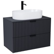 HD Rapallo Matt Antracit 60/80 fali mosdószekrény matt antracit mosdópulttal és matt fekete fogantyúkkal