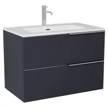 HD Cremona Matt Antracit 60 fali mosdószekrény fényes króm fogantyúkkal és fényes fehér slim mosdóval