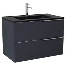 HD Cremona Matt Antracit 60 komplett fürdőszoba bútor szett fali mosdószekrénnyel, fényes króm fogantyúkkal, matt fekete slim mosdóval, tükörrel és magasszekrénnyel