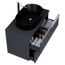 HD Carona Matt Antracit 60/80 fali mosdószekrény matt antracit mosdópulttal és fényes króm fogantyúkkal