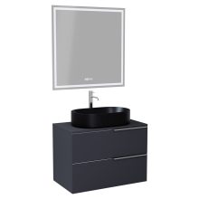 HD Carona Matt Antracit 60 komplett fürdőszoba bútor fali mosdószekrénnyel, fényes króm fogantyúkkal, antracit mosdópulttal és tükörrel