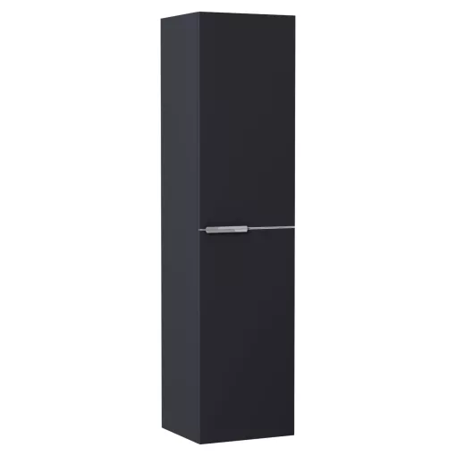 HD Carona Matt Antracit 60 komplett fürdőszoba bútor szett fali mosdószekrénnyel, fényes króm fogantyúkkal, antracit mosdópulttal, tükörrel és magasszekrénnyel