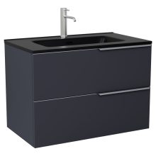 HD Cremona Matt Antracit 60 komplett fürdőszoba bútor szett fali mosdószekrénnyel, szálcsiszolt króm fogantyúkkal, matt fekete slim mosdóval, tükörrel és magasszekrénnyel