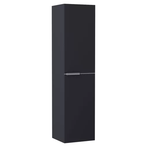 HD Carona Matt Antracit 60 komplett fürdőszoba bútor szett fali mosdószekrénnyel, szálcsiszolt króm fogantyúkkal, tölgyfa színű mosdópulttal, tükörrel és magasszekrénnyel