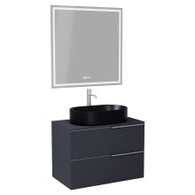 HD Carona Matt Antracit 60 komplett fürdőszoba bútor fali mosdószekrénnyel, szálcsiszolt króm fogantyúkkal, antracit mosdópulttal és tükörrel
