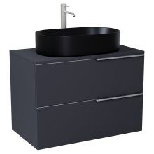 HD Carona Matt Antracit 60 komplett fürdőszoba bútor fali mosdószekrénnyel, szálcsiszolt króm fogantyúkkal, antracit mosdópulttal és tükörrel