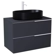 HD Carona Matt Antracit 60 fali mosdószekrény matt antracit mosdópulttal és matt fehér fogantyúkkal