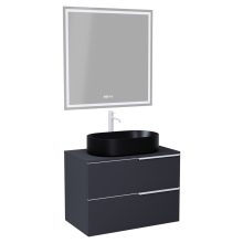 HD Carona Matt Antracit 60 komplett fürdőszoba bútor fali mosdószekrénnyel, matt fehér fogantyúkkal, antracit mosdópulttal és tükörrel
