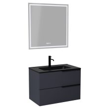 HD Cremona Matt Antracit 60 komplett fürdőszoba bútor fali mosdószekrénnyel, matt fekete fogantyúkkal, matt fekete slim mosdóval és tükörrel