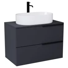 HD Carona Matt Antracit 60/80 fali mosdószekrény matt antracit mosdópulttal és matt fekete fogantyúkkal