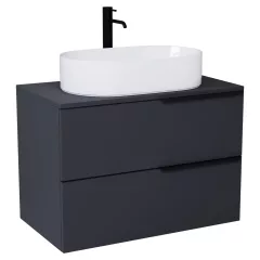   HD Carona Matt Antracit 60/80 fali mosdószekrény matt antracit mosdópulttal és matt fekete fogantyúkkal