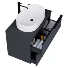 HD Carona Matt Antracit 60/80 fali mosdószekrény matt antracit mosdópulttal és matt fekete fogantyúkkal