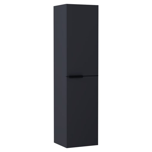 HD Carona Matt Antracit 60/80 komplett fürdőszoba bútor szett fali mosdószekrénnyel, matt fekete fogantyúkkal, antracit mosdópulttal, tükörrel és magasszekrénnyel