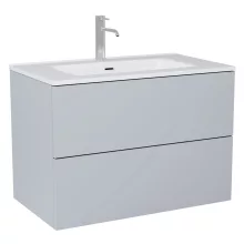 HD Aria Pro Fume Grey 60 fali mosdószekrény, push-to-open mechanizmussal, fényes fehér slim mosdóval