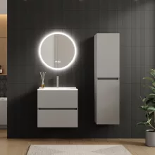 HD Aria Fume Grey 60 fali mosdószekrény fényes fehér slim mosdóval