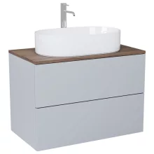 HD Zyra Pro Fume Grey 60 fali mosdószekrény, push-to-open mechanizmussal, tölgyfa színű mosdópulttal