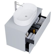 HD Zyra Pro Fume Grey 60 fali mosdószekrény, push-to-open mechanizmussal, füst szürke mosdópulttal