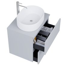 HD Zyra Pro Fume Grey 60 komplett fürdőszoba bútor fali push-to-open mosdószekrénnyel, füst szürke mosdópulttal és tükörrel