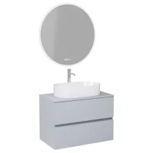 HD Zyra Fume Grey 60/80/100/120 komplett fürdőszoba bútor fali mosdószekrénnyel, füst szürke mosdópulttal és tükörrel