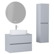 HD Zyra Fume Grey 60/80/100/120 komplett fürdőszoba bútor szett fali mosdószekrénnyel, füst szürke mosdópulttal, tükörrel és magasszekrénnyel