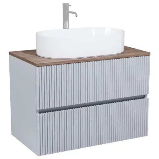HD Turin Fume Grey 60 fali mosdószekrény tölgyfa színű mosdópulttal