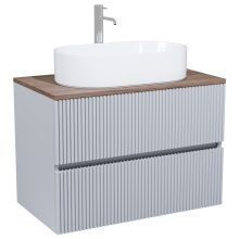 HD Turin Fume Grey 60 komplett fürdőszoba bútor fali mosdószekrénnyel, tölgyfa színű mosdópulttal és tükörrel