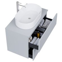 HD Rapallo Pro Fume Grey 60 fali mosdószekrény, push-to-open mechanizmussal, füst szürke mosdópulttal