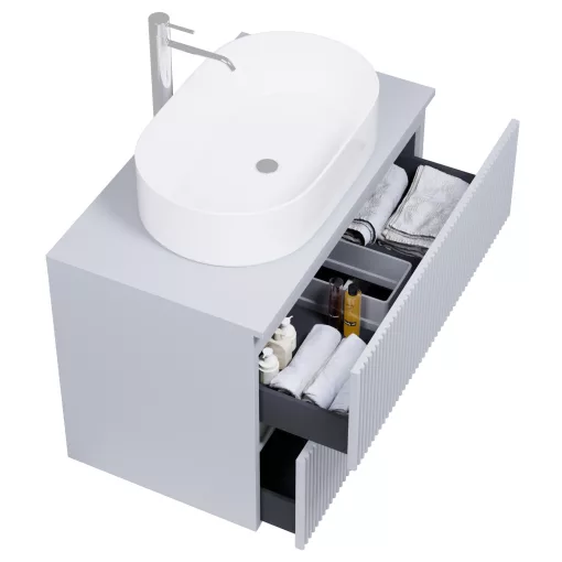 HD Turin Fume Grey 60/80 fali mosdószekrény füst szürke mosdópulttal