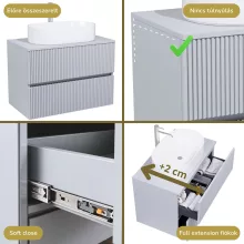 HD Turin Fume Grey 60/80 fali mosdószekrény füst szürke mosdópulttal