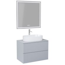 HD Rapallo Pro Fume Grey 60 komplett fürdőszoba bútor fali push-to-open mosdószekrénnyel, füst szürke mosdópulttal és tükörrel