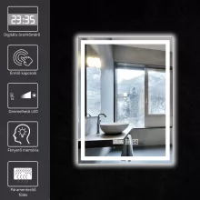 HD Rapallo Fume Grey 60 komplett fürdőszoba bútor fali mosdószekrénnyel, matt fehér fogantyúkkal, tölgyfa színű mosdópulttal és tükörrel