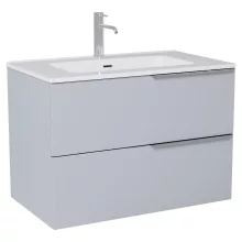 HD Cremona Fume Grey 60 fali mosdószekrény fényes króm fogantyúkkal és fényes fehér slim mosdóval