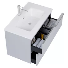 HD Cremona Fume Grey 60 fali mosdószekrény fényes króm fogantyúkkal és fényes fehér slim mosdóval