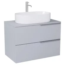 HD Carona Fume Grey 60/80 fali mosdószekrény füst szürke mosdópulttal és szálcsiszolt króm fogantyúkkal