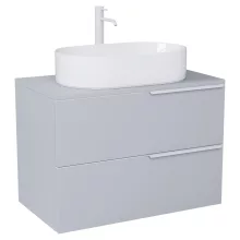 HD Carona Fume Grey 60 fali mosdószekrény füst szürke mosdópulttal és matt fehér fogantyúkkal